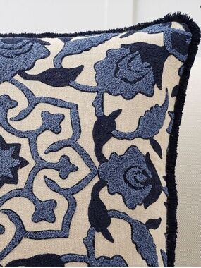 Pottery Barn Lovisa Medallion Linen Pillow with Feather Down Insert